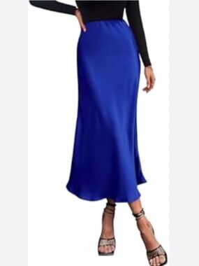 Anthropologie satin midi skirt